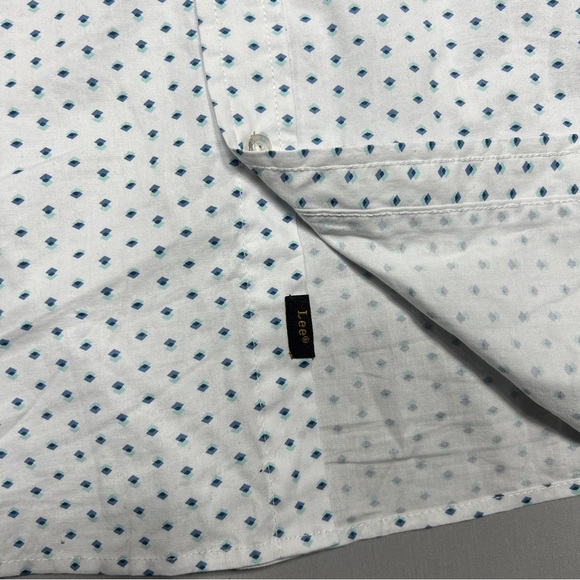 Lee Shirt Mens White Stretch Regular Fit Button Up Short Sleeve Size XL - Picture 4 of 9